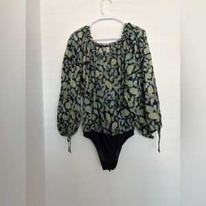 Free People Sundown Paisley Cotton Bodysuit Size S